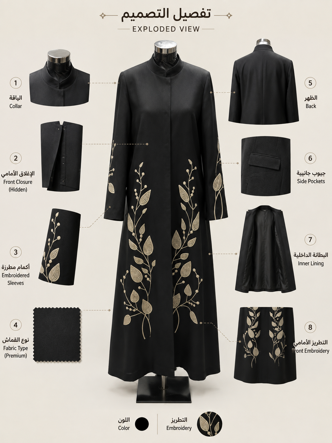 Embroidered Blazer Abaya